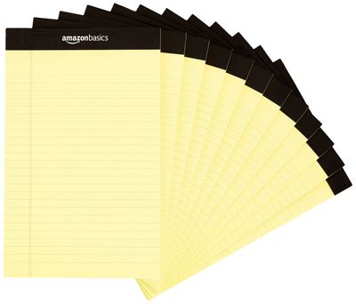 AmazonBasics Yellow writing pads · set of 12: The yellow pad set.