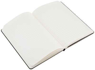 AmazonBasics Ruled hardcover notebook: Ruled interior of the same notebook.