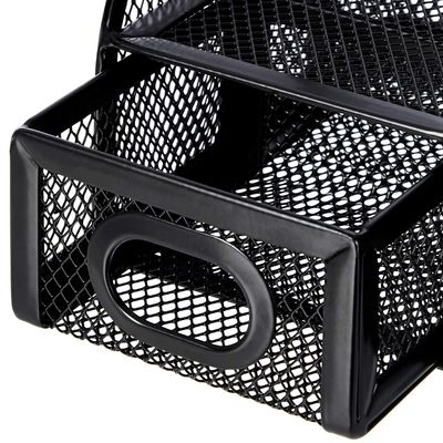 AmazonBasics Mesh desk organizer with drawer: Drawer detail.