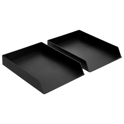 AmazonBasics Letter trays · set of 2: The two black letter trays.